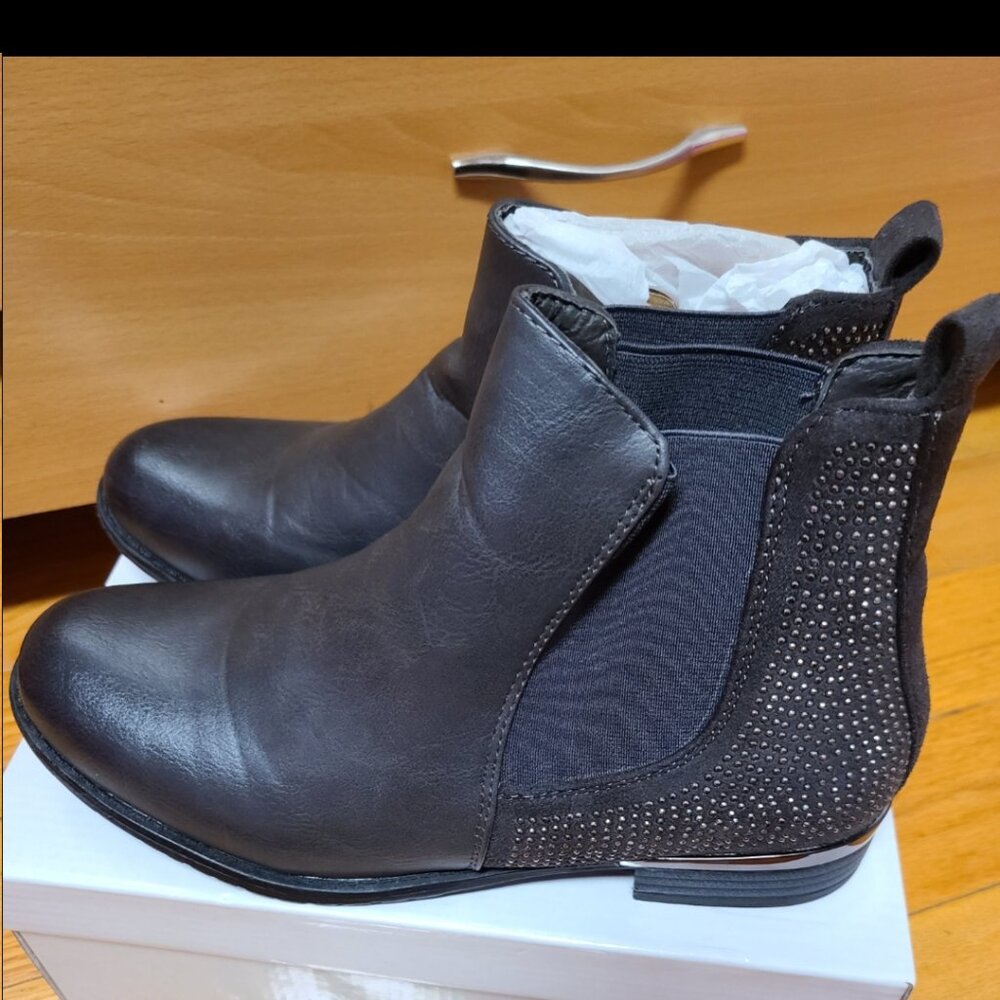 Dark gray studded booties